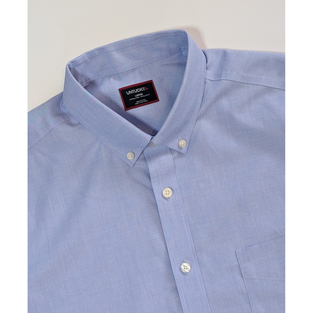 NWT UNTUCKit Hillstowe Mens L Button Down Shirt Light Blue 35648 BEAUTIFUL